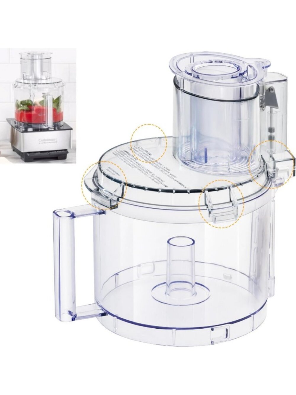 14-Cup Food Processor Work Bowl Kit with Locking Tabs & Pusher - Replacement